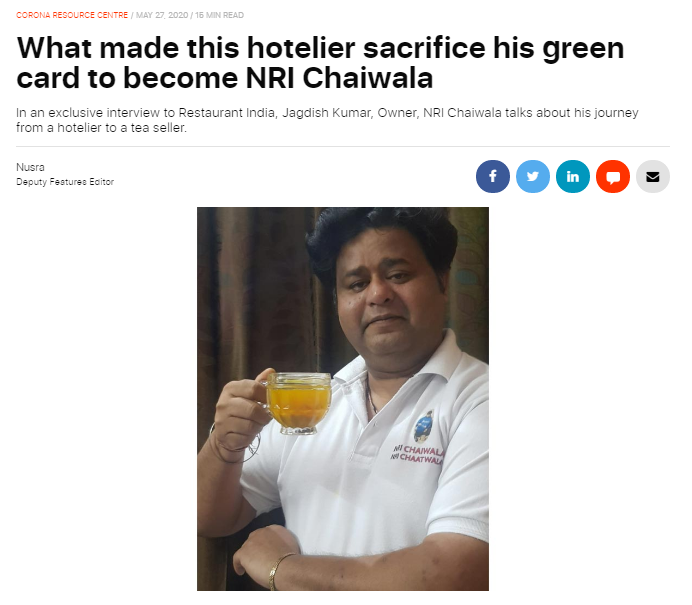 What made this hotelier sacrifice his green card to become NRI Chaiwala - Restaurant India